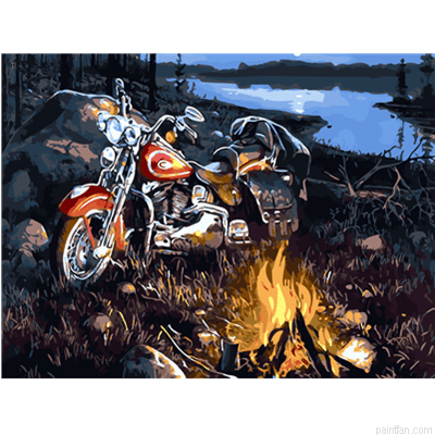Motorcycle In Forest Paint By Numbers.png