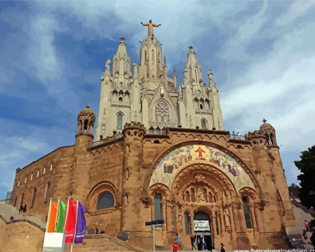 Mount Tibidabo Hill Church Paint By Numbers.png