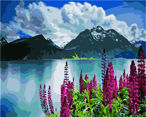 Mountains Flower Paint By Numbers.png
