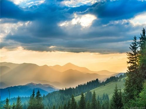 Mountains Sunbeam Paint By Numbers.png