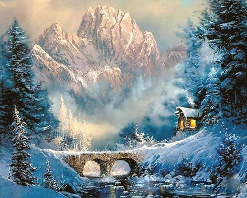 Mountains Winter Paint By Numbers.png