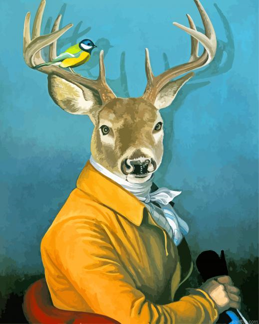 Mr Deer And Bird Paint By Number.png