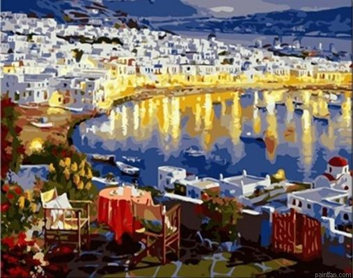 Mykonos At Sunset Paint By Numbers.png