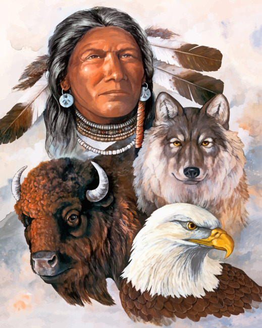 Native American With Animals Paint By Numbers.png