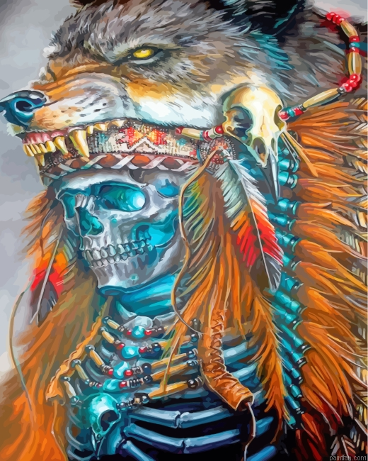 Native American Wolf Skull Paint By Number.png
