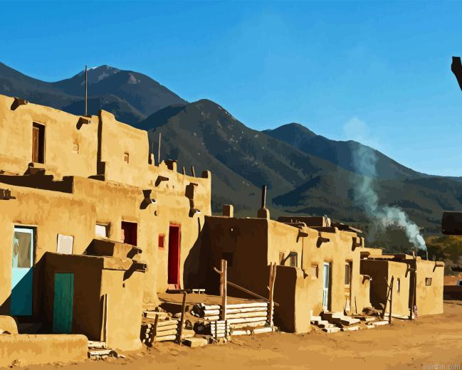 New Mexico Taos Pueblo Paint By Numbers.png