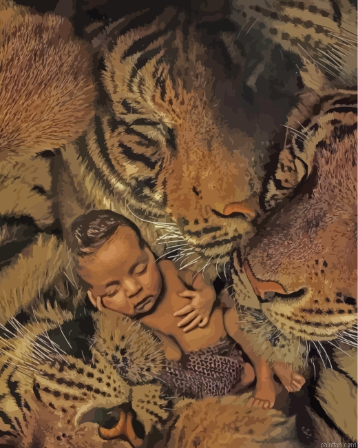 Newborn And Tigers Paint By Number.png
