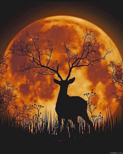 Night Moon Deer Silhouette New Paint By Numbers.png