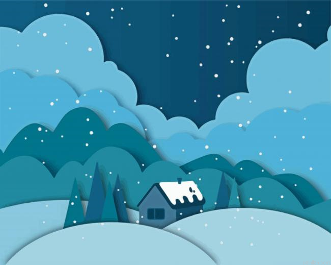 Night Snowfall Illustration Paint By Numbers.png