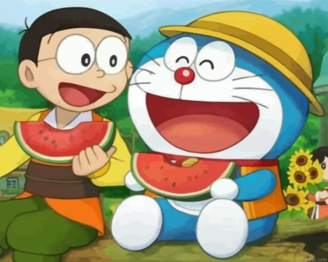 Nobita And Doraemon Eating Paint By Number.png