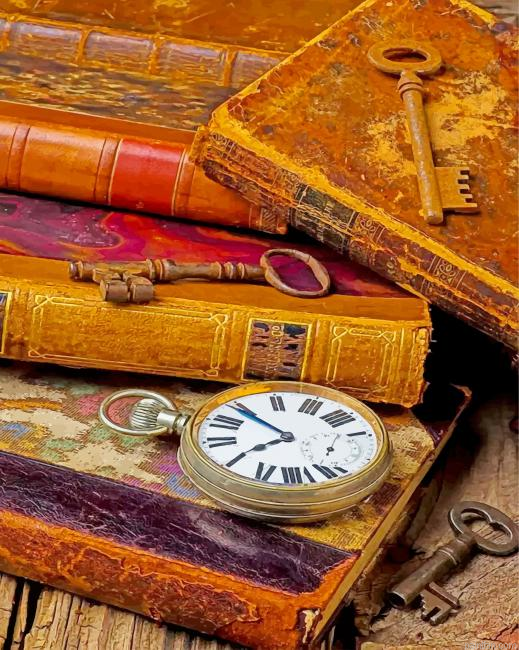 Old Books And Keys Paint By Number.png
