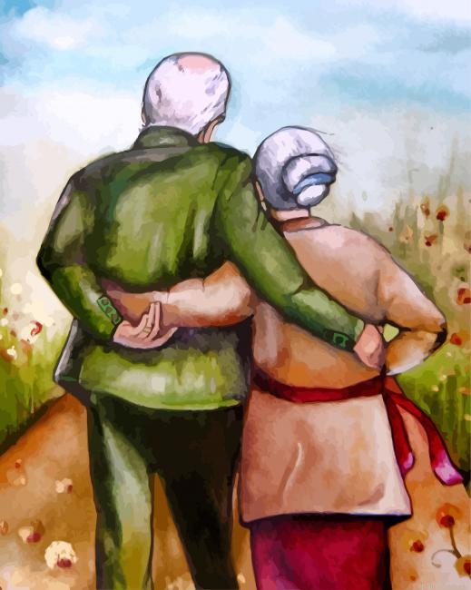Old Couple Hugging Paint By Number.png