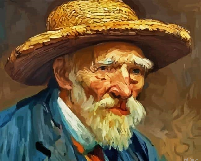 Old Man With Straw Hat Paint By Numbers.png