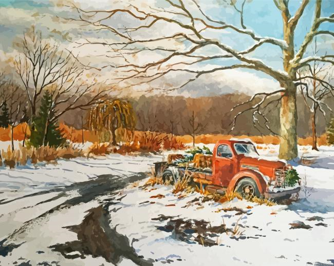 Old Truck In Snow Paint By Numbers.png