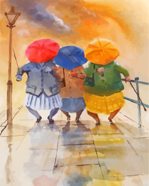 Old Women And Umbrellas Paint By Number.png