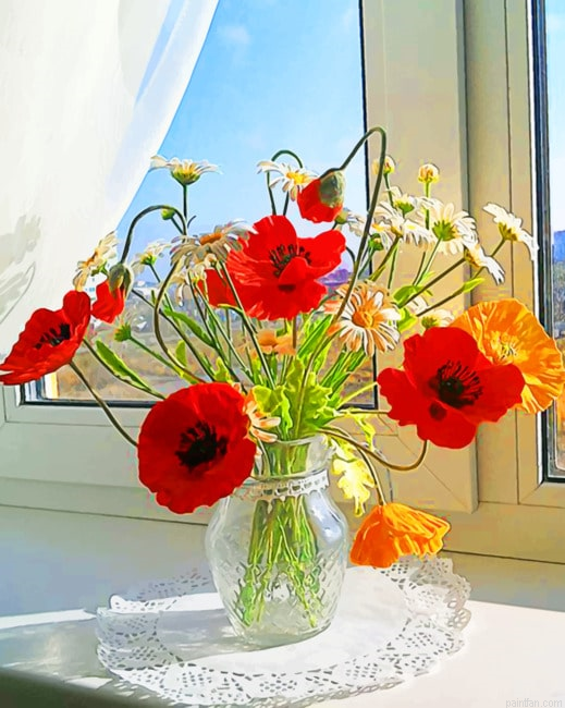 Orange And Red Flowers Aesthetic Paint By Numbers.png
