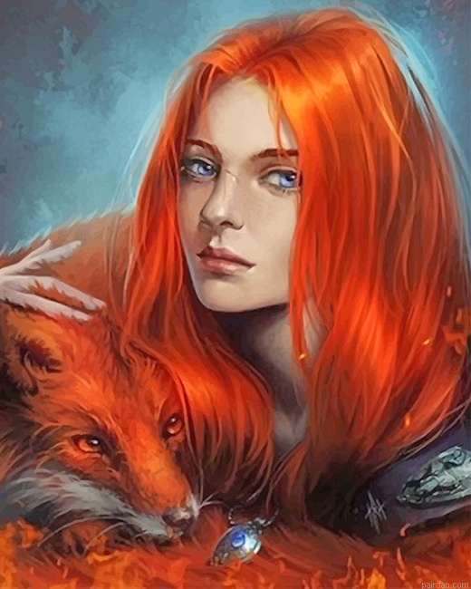 Orange Fox Woman New Paint By Numbers.png