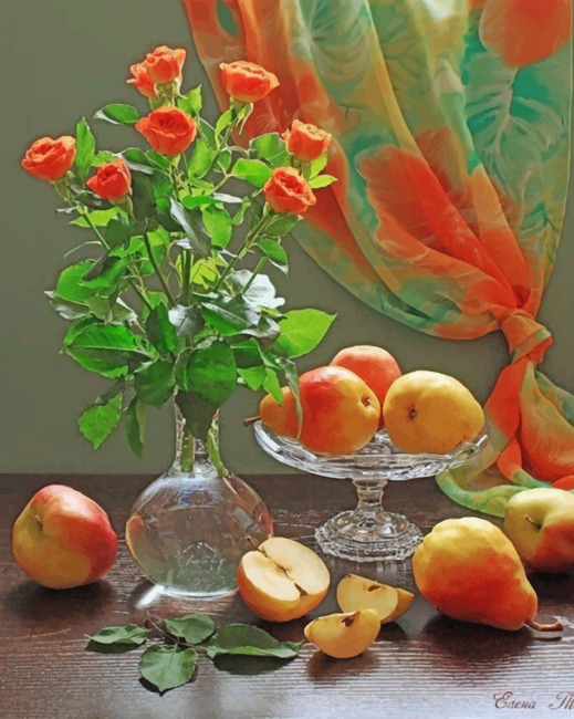 Orange Roses And Pear Paint By Number.png