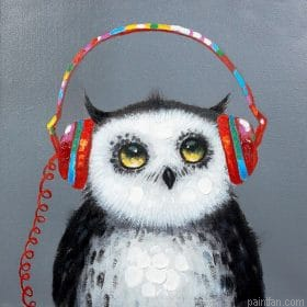 Owl Listen To Music Paint By Numbers.png