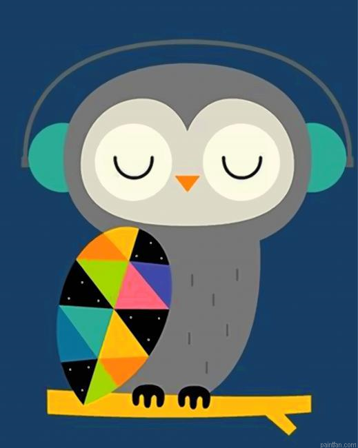 Owl Listening To Music Paint By Number.png