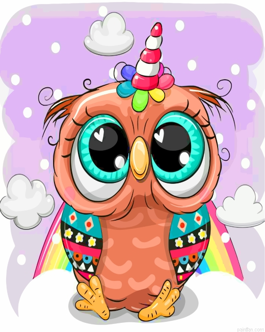 Owl With A Unicorn Horn Paint By Number.png