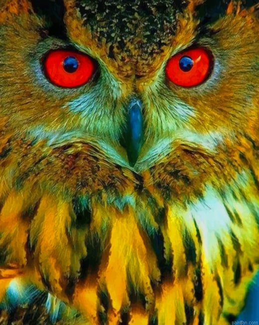 Owl With Red Eyes New Paint By Numbers.png