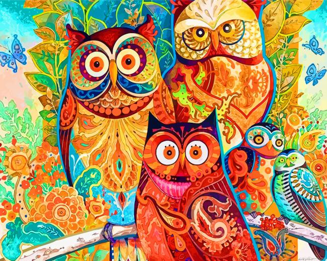 Owls Birds Art Paint By Number.png