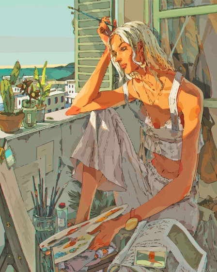 Painter Girl By Xi Zhang Paint By Numbers.png