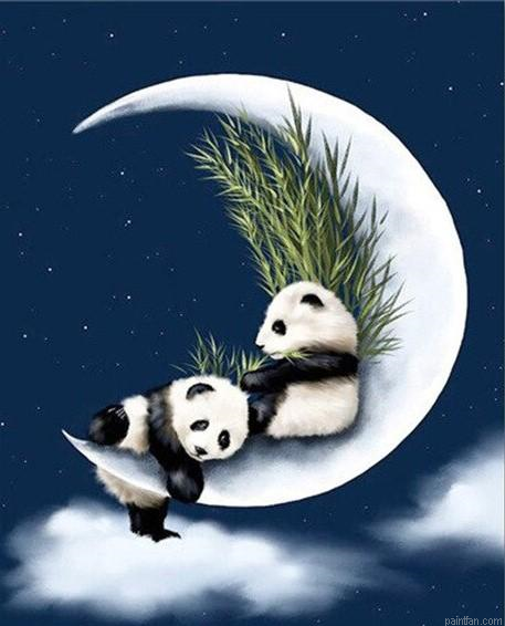 Panda On Moon Paint By Numbers.png