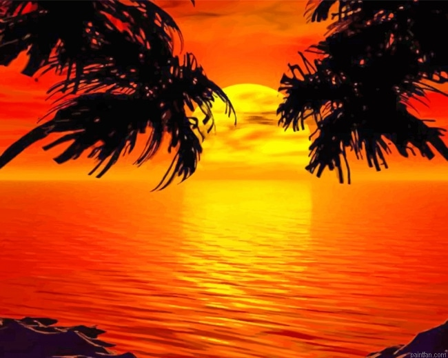 Paradise Sunset Tropical Island New Paint By Numbers.png