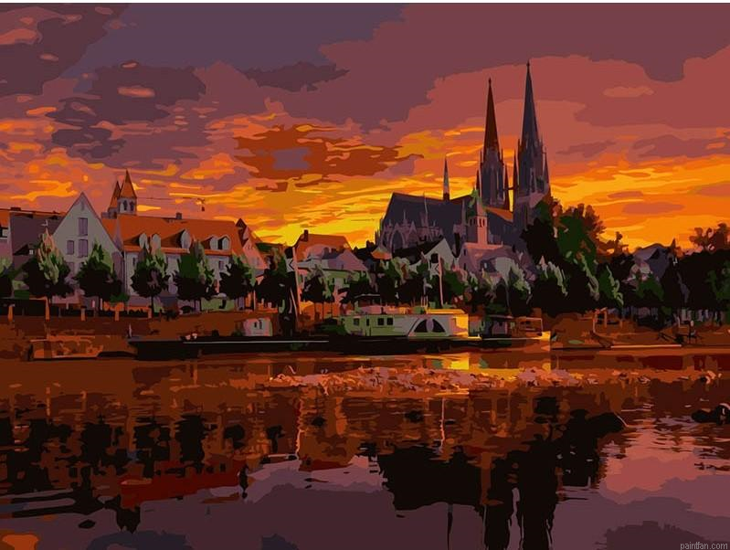 Paris Notre Dame River Paint By Number.png