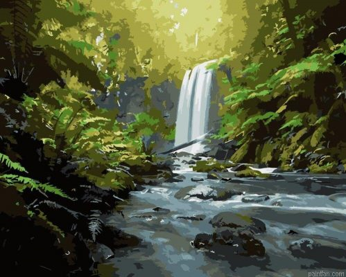Peaceful Waterfall Paint By Numbers.png