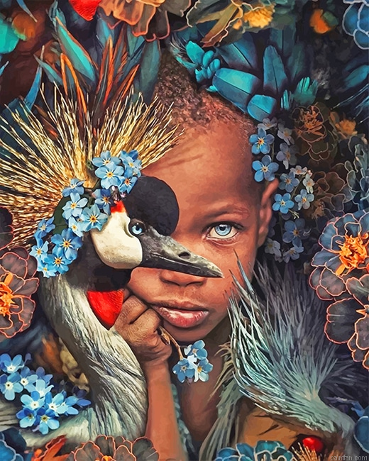 Peacock African Boy New Paint By Number.png