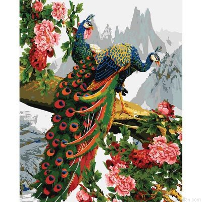 Peacocks In Tree Paint By Numbers.png