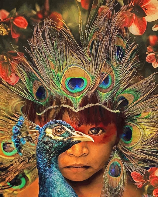 Peafowl Asian Little Boy New Paint By Numbers.png