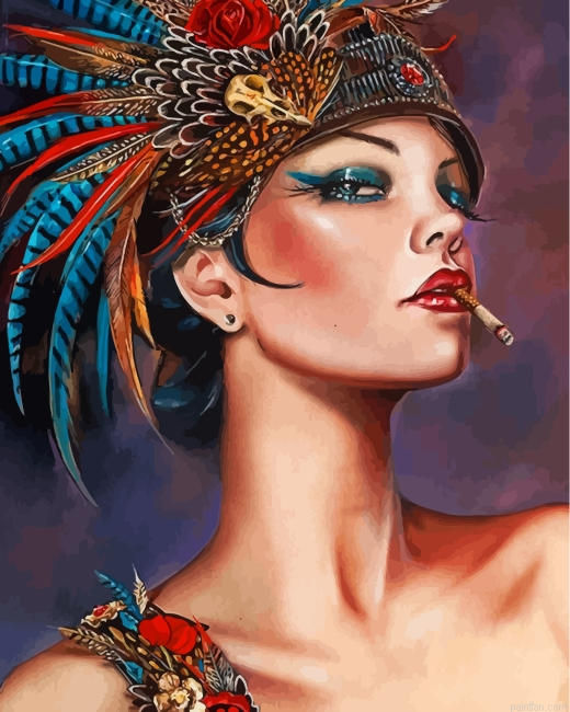 Peafowl Woman Paint By Number.png