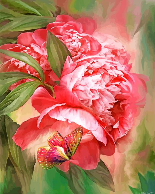 Peony And Butterfly Paint By Number.png