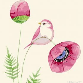 Peony Flowers And Bird Paint By Numbers.png