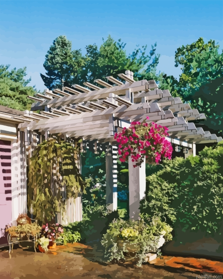 Pergola With Pink Flowers Paint By Numbers.png
