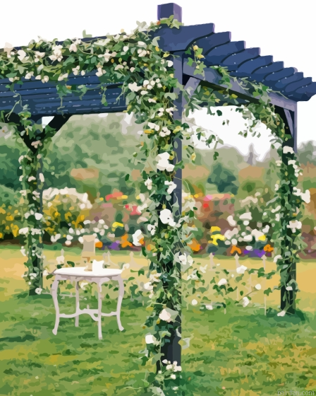 Pergola With White Flowers Paint By Numbers.png