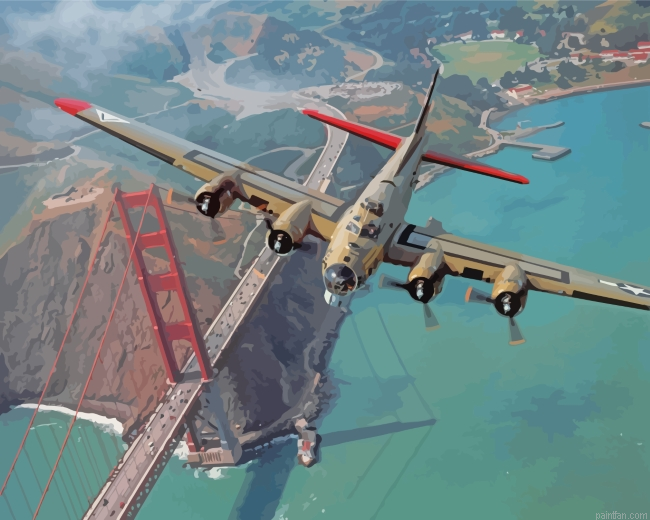 Petlyakov Pe 8 Over Golden Gate Paint By Number.png