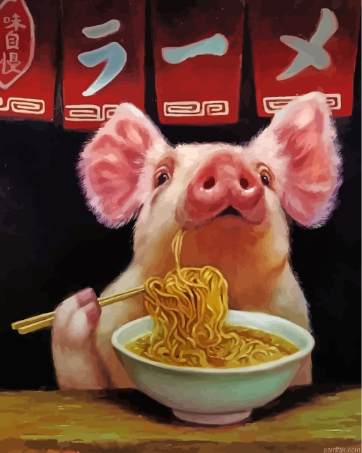 Pig Eating Noodles Paint By Number.png