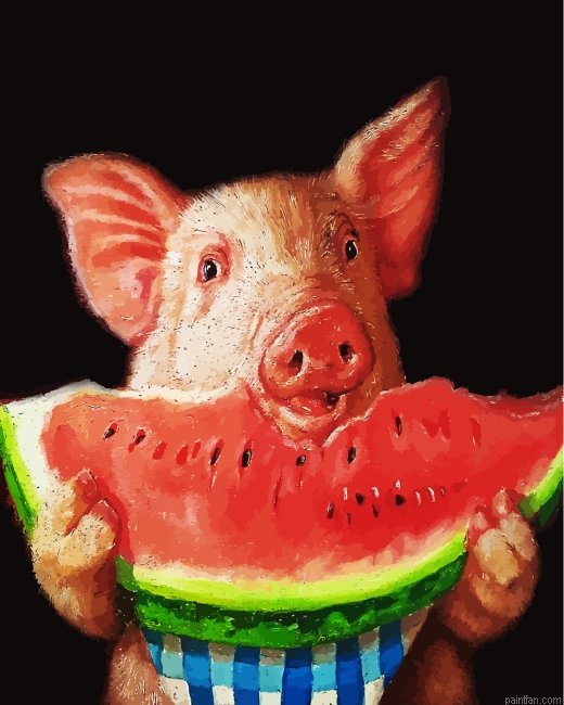 Pig Eating Watermelon Paint By Number.png