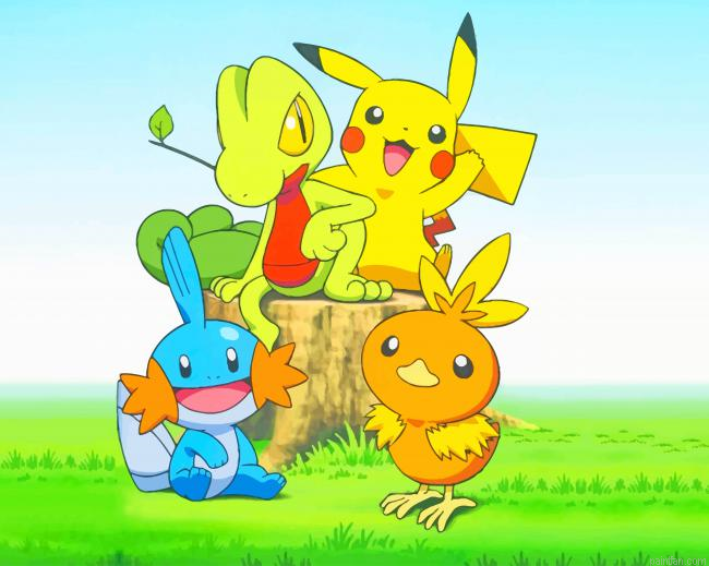 Pikachu Treecko Pokemon New Paint By Numbers.png