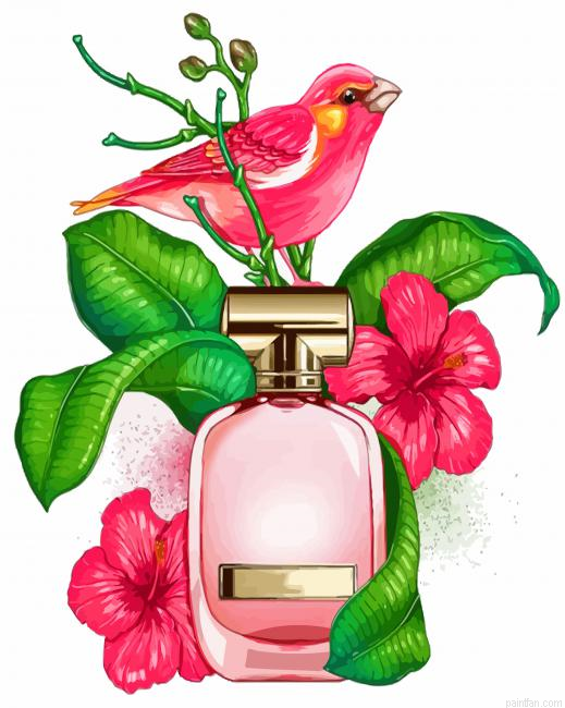 Pink Bird And Perfume Paint By Number.png