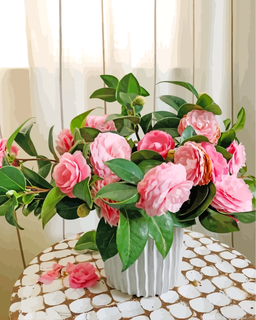 Pink Camellia Bouquet Paint By Number.png