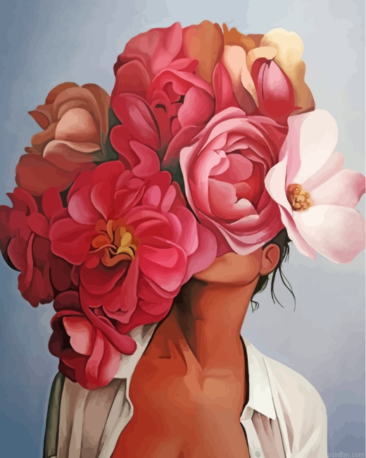 Pink Floral Woman Paint By Number.png