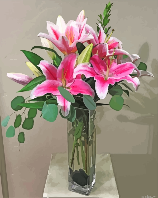 Pink Lilies In Vase Paint By Number.png