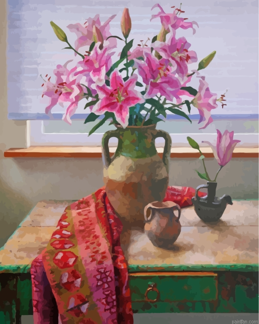 Pink Lilies Vase Paint By Number.png