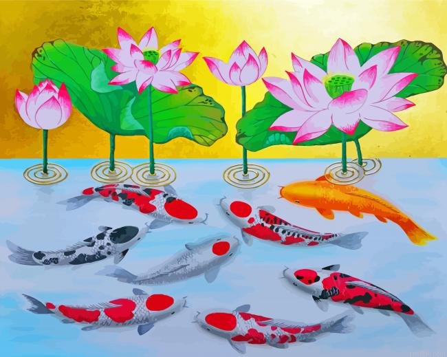 Pink Lotus And Koi Fish Paint By Numbers.png